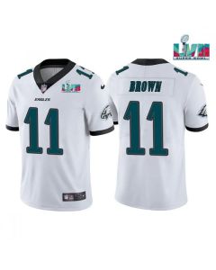 Men's Philadelphia Eagles #11 A.J. Brown White Super Bowl LVII Patch Vapor Untouchable Limited Stitched Jersey (White Brown)