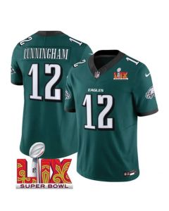 Men's Philadelphia Eagles #12 Randall Cunningham Green 2025 Super Bowl LIX Patch New F.U.S.E. Vapor Limited Stitched Football Jersey