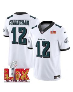 Men's Philadelphia Eagles #12 Randall Cunningham White 2025 Super Bowl LIX Patch New F.U.S.E. Vapor Limited Stitched Football Jersey (White)