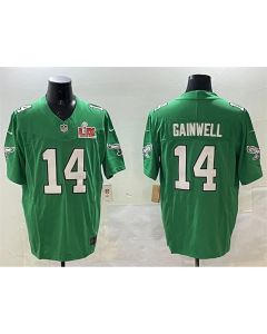Men's Philadelphia Eagles #14 Kenneth Gainwell Green 2025 Super Bowl LIX Patch F.U.S.E. Throwback Vapor Untouchable Limited Stitched Football Jersey