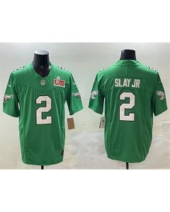 Men's Philadelphia Eagles #2 Darius Slay Jr. Green 2025 Super Bowl LIX Patch F.U.S.E. Throwback Vapor Untouchable Limited Stitched Football Jersey
