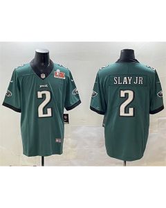 Men's Philadelphia Eagles #2 Darius Slay Jr. Green 2025 Super Bowl LIX Patch Vapor Untouchable Limited Stitched Football Jersey