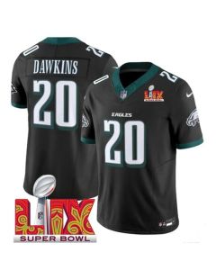 Men's Philadelphia Eagles #20 Brian Dawkins Black 2025 Super Bowl LIX Patch New F.U.S.E. Vapor Limited Stitched Football Jersey