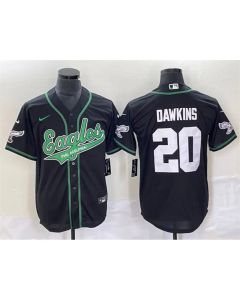 Men's Philadelphia Eagles #20 Brian Dawkins Black Cool Base Stitched Baseball Jersey