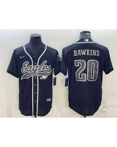 Men's Philadelphia Eagles #20 Brian Dawkins Black Reflective With Patch Cool Base Stitched Baseball Jersey