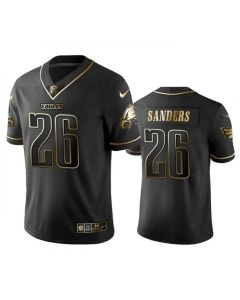 Men's Philadelphia Eagles #26 Miles Sanders Black Golden Edition Stitched Football Jersey