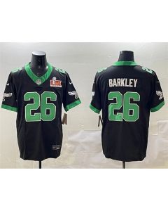 Men's Philadelphia Eagles #26 Saquon Barkley Black 2025 Super Bowl LIX Patch F.U.S.E. Vapor Untouchable Limited Stitched Football Jersey