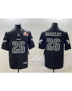 Men's Philadelphia Eagles #26 Saquon Barkley Black 2025 Super Bowl LIX Patch Fashion Vapor Untouchable Limited Stitched Football Jersey (Black)