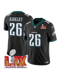 Men's Philadelphia Eagles #26 Saquon Barkley Black 2025 Super Bowl LIX Patch New F.U.S.E. Vapor Untouchable Limited Stitched Football Jersey (Black)
