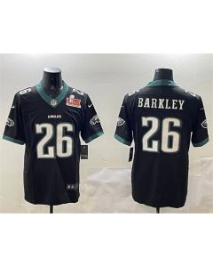 Men's Philadelphia Eagles #26 Saquon Barkley Black 2025 Super Bowl LIX Patch New Vapor Untouchable Limited Stitched Football Jersey