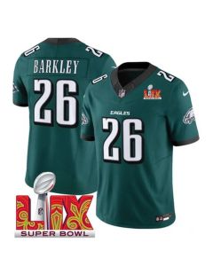 Men's Philadelphia Eagles #26 Saquon Barkley Green 2025 Super Bowl LIX Patch New F.U.S.E. Vapor Untouchable Limited Stitched Football Jersey