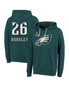 Men's Philadelphia Eagles #26 Saquon Barkley Threads Midnight Green Super Bowl LIX Champions Name & Number Tri-Blend Pullover Hoodie (Green Midnight)