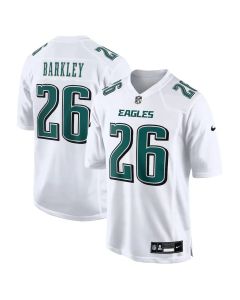 Men's Philadelphia Eagles #26 Saquon Barkley Tundra White Fashion Game Jersey (White)