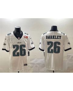 Men's Philadelphia Eagles #26 Saquon Barkley White 2025 Super Bowl LIX Patch New Vapor Untouchable Limited Stitched Football Jersey