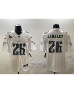 Men's Philadelphia Eagles #26 Saquon Barkley White Fashion With 3-star C Patch Vapor Untouchable Limited Stitched Football Jersey (White)