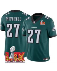 Men's Philadelphia Eagles #27 Quinyon Green 2025 Super Bowl LIX Patch New F.U.S.E. Vapor Untouchable Limited Stitched Football Jersey