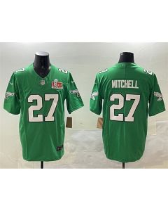 Men's Philadelphia Eagles #27 Quinyon Mitchell Green 2025 Super Bowl LIX Patch F.U.S.E. Throwback Vapor Untouchable Limited Stitched Football Jersey (Green)