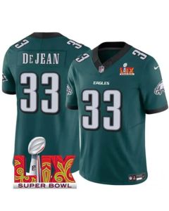 Men's Philadelphia Eagles #33 Cooper DeJean Green 2025 Super Bowl LIX Patch New F.U.S.E. Vapor Untouchable Limited Stitched Football Jersey (Green)