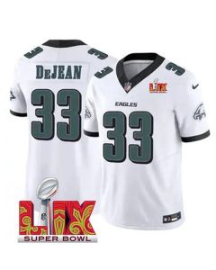 Men's Philadelphia Eagles #33 Cooper DeJean White 2025 Super Bowl LIX Patch New F.U.S.E. Vapor Untouchable Limited Stitched Football Jersey (White)