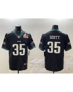 Men's Philadelphia Eagles #35 Boston Scott Black 2025 Super Bowl LIX Patch Vapor Untouchable Limited Stitched Football Jersey