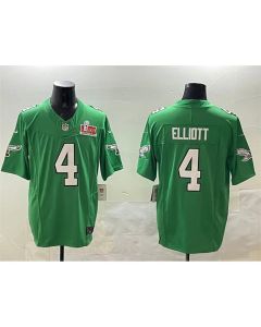 Men's Philadelphia Eagles #4 Jake Elliott Green 2025 Super Bowl LIX Patch F.U.S.E. Throwback Vapor Untouchable Limited Stitched Football Jersey