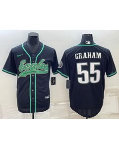 Men's Philadelphia Eagles #55 Brandon Graham Black With Patch Cool Base Stitched Baseball Jersey