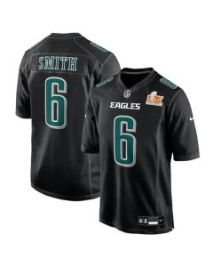 Men's Philadelphia Eagles #6 DeVonta Smith Carbon Black Super Bowl LIX Fashion Game Player Jersey (Black)