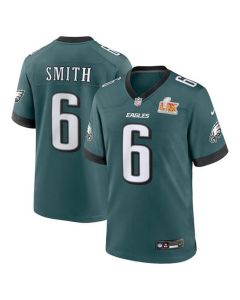 Men's Philadelphia Eagles #6 DeVonta Smith Midnight Green Super Bowl LIX Game Player Jersey