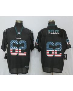 Men's Philadelphia Eagles #62 Jason Kelce Black USA Flag Elite Stitched NFL Jersey