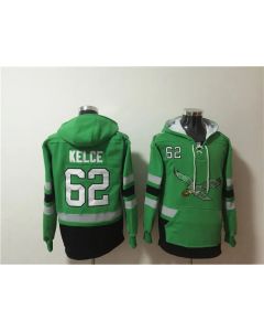 Men's Philadelphia Eagles #62 Jason Kelce Green Ageless Must-Have Lace-Up Pullover Hoodie (Green)
