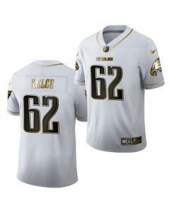 Men's Philadelphia Eagles #62 Jason Kelce White Golden Limited Stitched Jersey