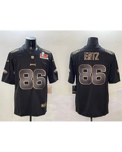 Men's Philadelphia Eagles #86 Zach Ertz Black/Gold 2025 Super Bowl LIX Patch Vapor Untouchable Limited Stitched Football Jersey (Black Gold)