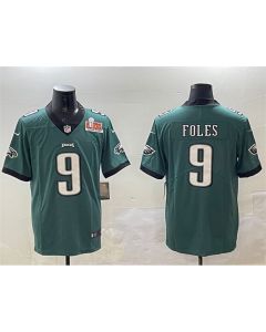 Men's Philadelphia Eagles #9 Nick Foles Green 2025 Super Bowl LIX Patch Vapor Untouchable Limited Stitched Football Jersey (Green)