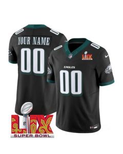 Men's Philadelphia Eagles Active Player Custom Black 2025 Super Bowl LIX Patch New F.U.S.E. Vapor Limited Stitched Football Jersey