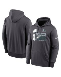 Men's Philadelphia Eagles Anthracite Super Bowl LIX Champions Locker Room Trophy Collection Club Fleece Pullover Hoodie (Style 2)