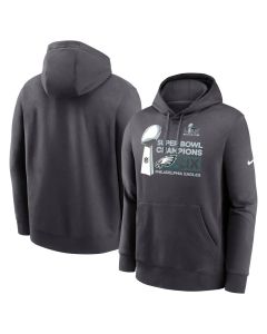 Men's Philadelphia Eagles Anthracite Super Bowl LIX Champions Locker Room Trophy Collection Extended Sizes Club Fleece Pullover Hoodie (Style 2)