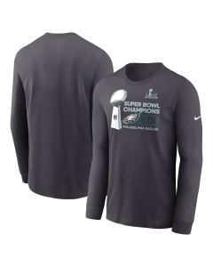 Men's Philadelphia Eagles Anthracite Super Bowl LIX Champions Locker Room Trophy Collection Long Sleeve T-Shirt (Style 2)