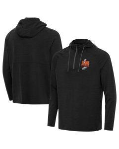 Men's Philadelphia Eagles Antigua Heather Black Super Bowl LIX Champions Spikes Quarter-Zip Hoodie (Black)