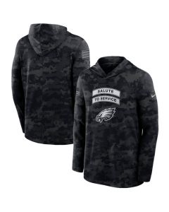 Men's Philadelphia Eagles Black 2026 Salute to Service Sideline Lightweight Dri-FIT Long Sleeve Top Hoodie