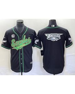 Men's Philadelphia Eagles Black Gold Team Big Logo With 3-star C Patch Cool Base Stitched Baseball Jersey