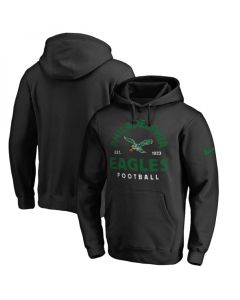 Men's Philadelphia Eagles Black Sideline Pullover Hoodie (Black)