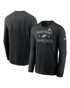 Men's Philadelphia Eagles Black Super Bowl LIX Champions 90's Retro Long Sleeve T-Shirt (Black)
