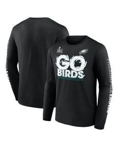 Men's Philadelphia Eagles Black Super Bowl LIX Champions Big & Tall Go Birds Long Sleeve T-Shirt (Black)