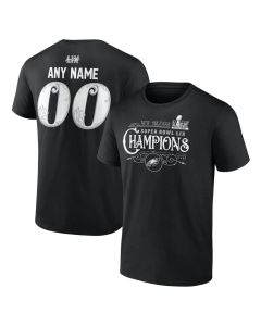 Men's Philadelphia Eagles Black Super Bowl LIX Champions Custom Name & Number T-Shirt (Black)