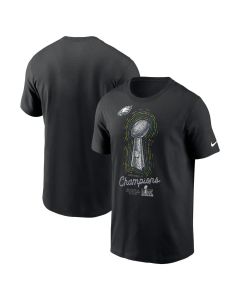 Men's Philadelphia Eagles Black Super Bowl LIX Champions Lombardi Trophy T-Shirt (Black)