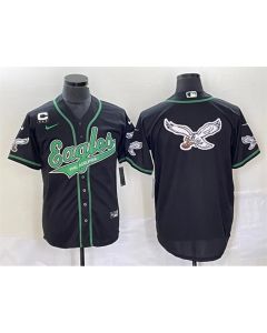 Men's Philadelphia Eagles Black Team Big Logo With 3-star C Patch Cool Base Stitched Baseball Jersey