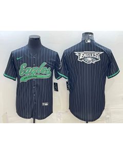 Men's Philadelphia Eagles Black Team Big Logo With Patch Cool Base Stitched Baseball Jersey