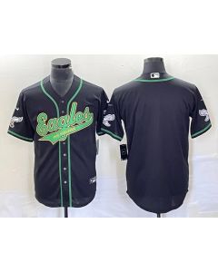 Men's Philadelphia Eagles Blank Black Gold Cool Base Stitched Baseball Jersey