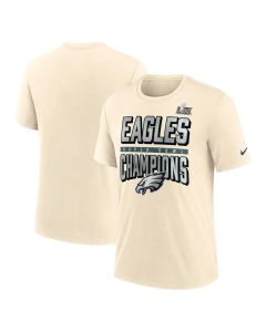 Men's Philadelphia Eagles Cream Super Bowl LIX Champions Strong Slant Tri-Blend T-Shirt (Cream)