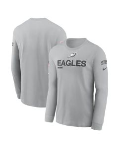 Men's Philadelphia Eagles Gray 2024 Salute To Service Long Sleeve T-Shirt (Gray)